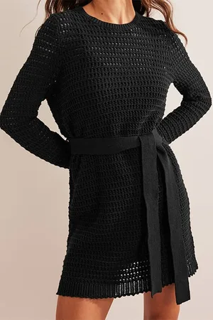 Boden Crochet Knit Dress Black