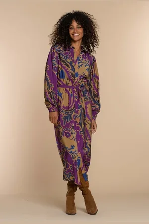 Geisha Dress Navy/orange Combi