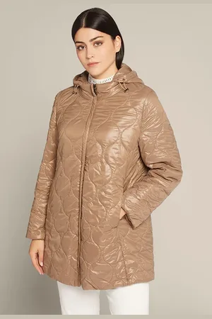 Elena Miro Luxury Quilted Jacket With Hood Natural