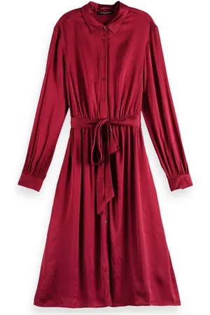 Scotch&Soda Karis Printed Shirt Dress Deep Raspberry