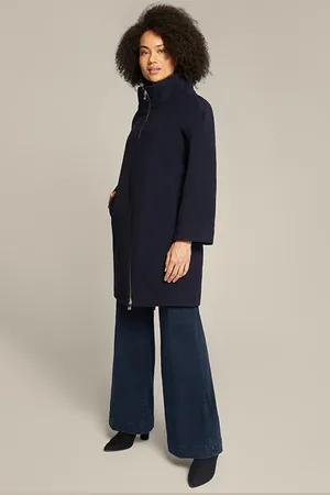 Elena Miro Coat With Beaver Zip Blue