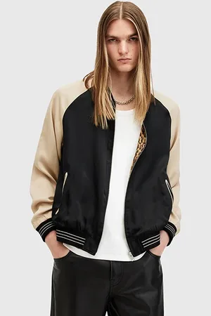 AllSaints Rev Tour Bomber Leopard Black