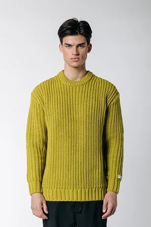 Colourful rebel Dean Garment Dye Rib Knit Sweater Dark Lime Green