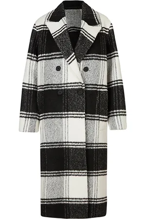 AllSaints Lottie Check Coat Black/white