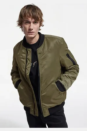 The Kooples Bombers Shaped Jacket With Ribbed Edges Kaki