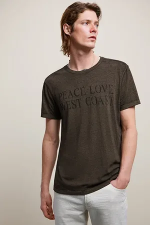 John Varvatos Ss Crew Tee - Peace Love West Coast Dark Olive