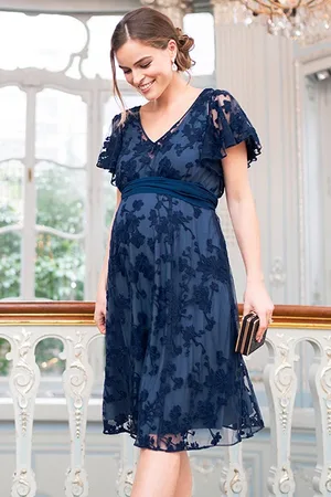 Séraphine Lace Maternity Dress Blue
