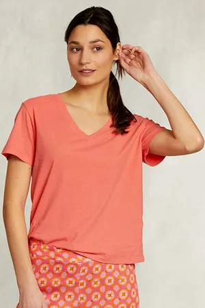 River Woods Red Basic V-neck T-shirt Orange
