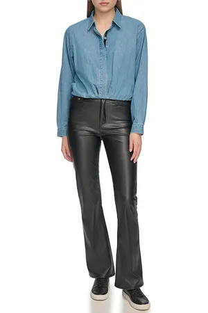 DKNY L/s Cropped Denim Bu Blue Jay