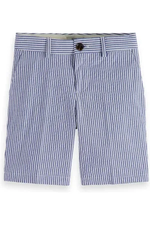Scotch&Soda Mid Length - Seersucker Chino Shorts Blue Stripe