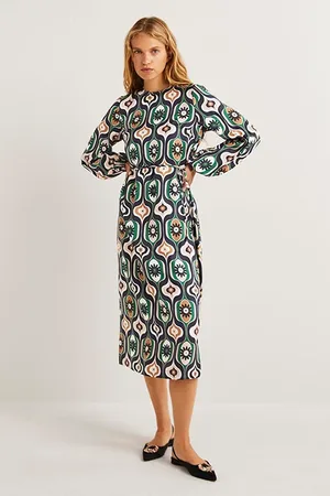 Boden Long Sleeve Column Midi Dress Nav