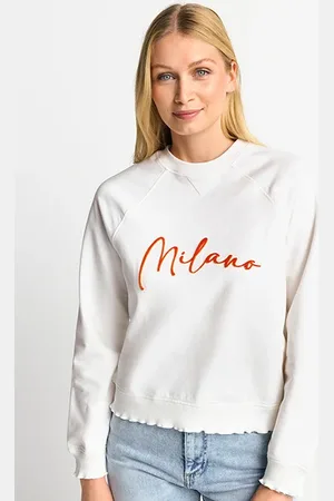 Rich & Royal Sweatshirt With Application "milano" Organic Pearl White
