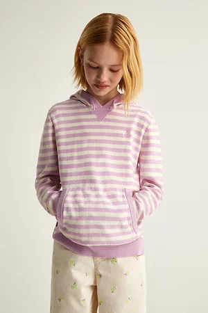 SCALPERS Hoodie Stripes Tricot Girls Lilac Stripes
