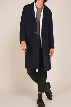 American Vintage Long Sleeves-mid Length Coat Navy