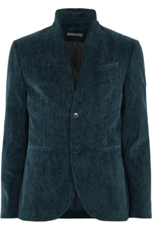John Varvatos Slim Fit Button Closure Short Shawl Coll Lake Blue