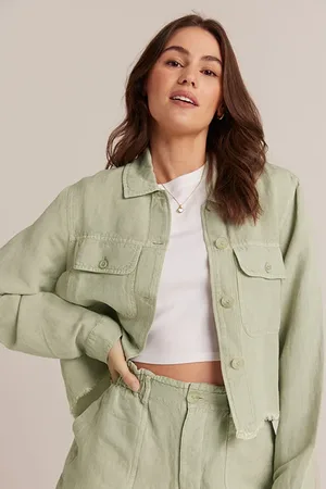 Bella Dahl Frayed Hem Jacket Muted Army