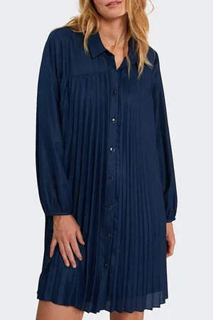 ICODE Iridescent Navy Pleated Dress