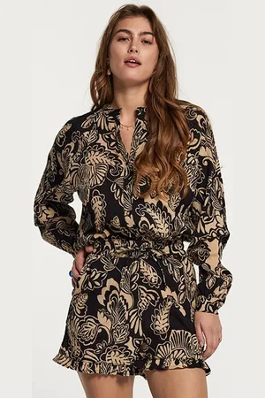 Shiwi Ladies Plymouth Blouse Artsy Leaves Black