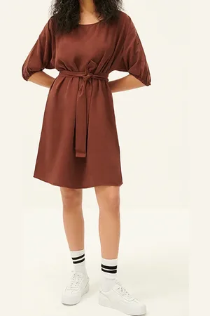 American Vintage Short Dress With Round Collar Terre
