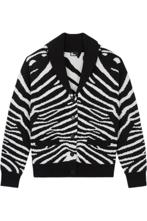 The Kooples Zebr Jacquard Cardigan Black White