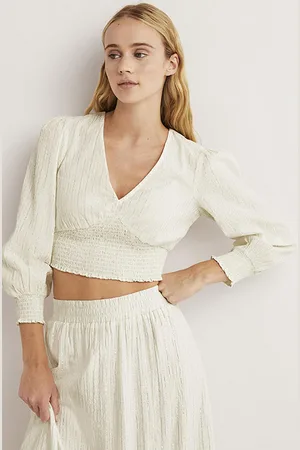 Boden Lurex Smocked Crop Top Ivo