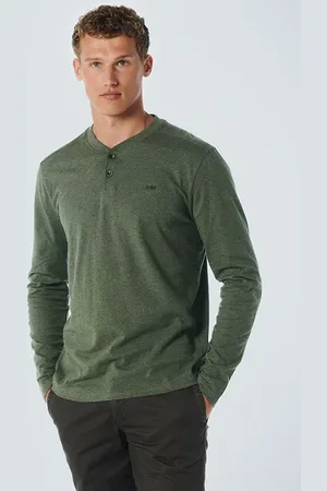 No Excess T-shirt Long Sleeve Granddad Melange Dark Green