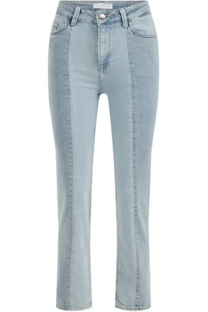 WE Fashion Ladies High Rise Slim Cropped Jeans With Stretch Light Blue