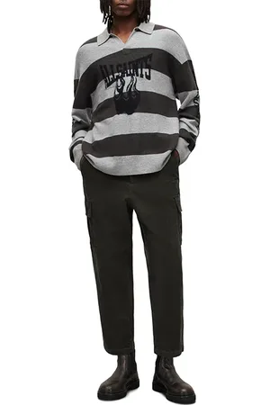 AllSaints Racer Ls Polo Grey Marl/khaki