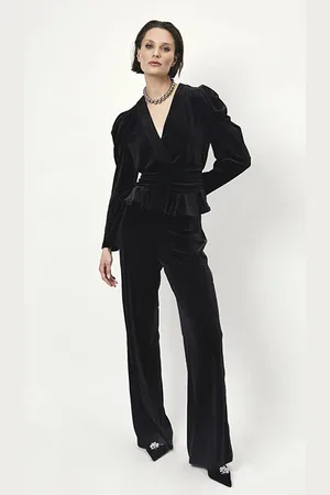 Dante 6 Smoke Velvet Peplum Top Raven