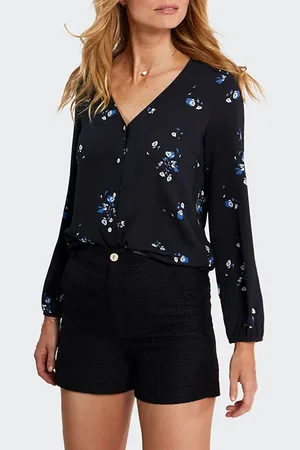 ICODE Black Floral Bouquet Print Blouse