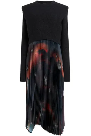 AllSaints Leia Moonage Dress Black/fire Red