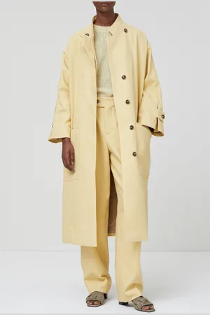 Closed Women Long Coat Yellow Calcite