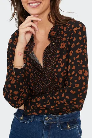 ICODE Black Leopard Print Shirt