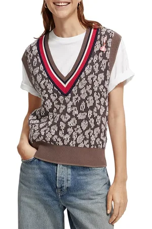 Scotch&Soda Animal Jacquard Knitted Spencer Taupe