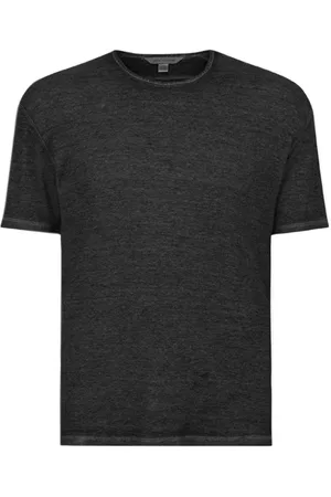 John Varvatos Sutton Slim Fit Ss Rib Crew With Burn Ou Metal Grey