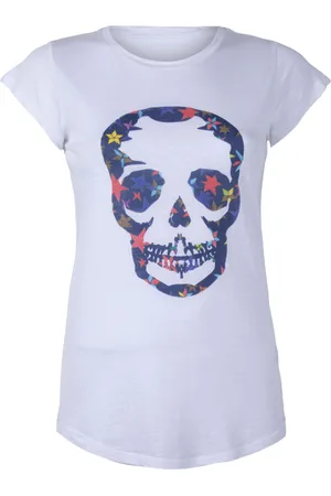 Zadig & Voltaire Zadig & Voltaire Skinny Print Skull T-shirt Co/ Blanc