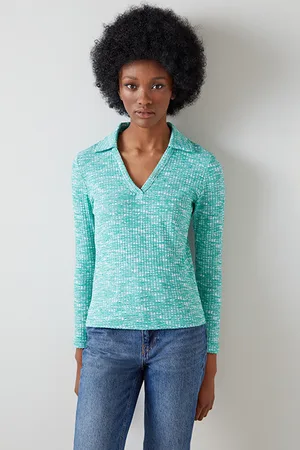 LK Bennett Ives Polo Shirt Green/cream