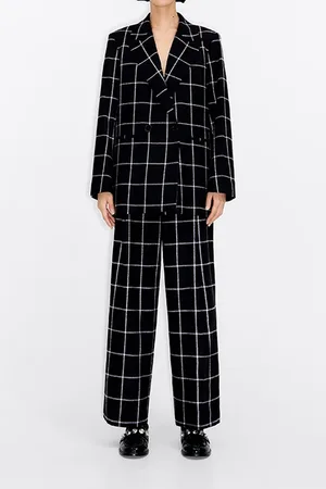 Bimba y Lola Black Checked A-line Blazer