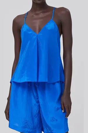 Closed Women Bias Cut Slip Top Sea Breeze