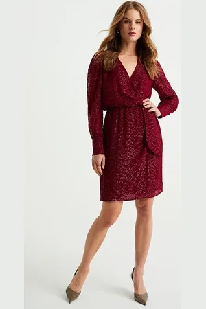 WE Fashion Dress Short Burgundy Red
