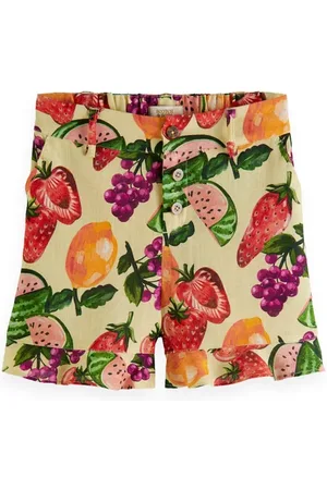 Scotch&Soda All-over Printed Ruffle Hem Linen-blend Shorts Fruit Allover