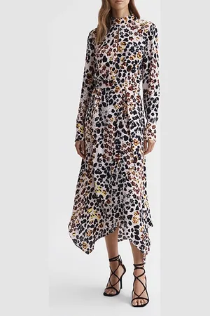 Reiss Lira-animal Maxi Dress Nude/black