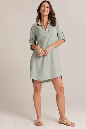 Bella Dahl Long Sleeve A-line Dress Oasis Green