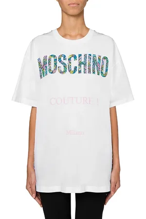 Moschino RetrÒ Flowers Logo Jersey T-shirt White