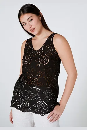 Elena Miro Broderie Anglaise Top Black