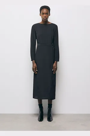 The Kooples Robe Longue Manches Longues Jupe Dentelle Black