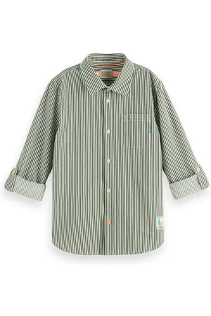Scotch&Soda Regular-fit - Printed Stripe Seersucker Shirt Seaweed Green