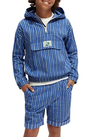 Scotch&Soda Boys Yarn-dyed Stripe Woven Anorak Blue Stripe
