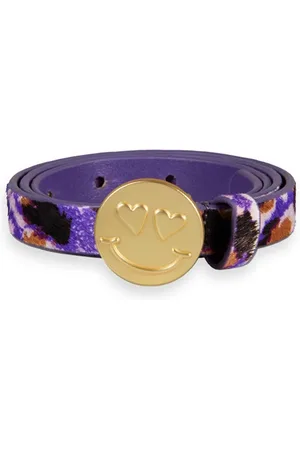 Scotch&Soda Girls Leather Leopard Print Belt Floral Leopard Purple
