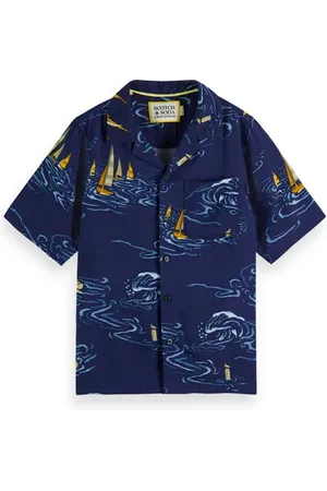 Scotch&Soda All-over Printed Short-sleeved Shirt Sailboats Night